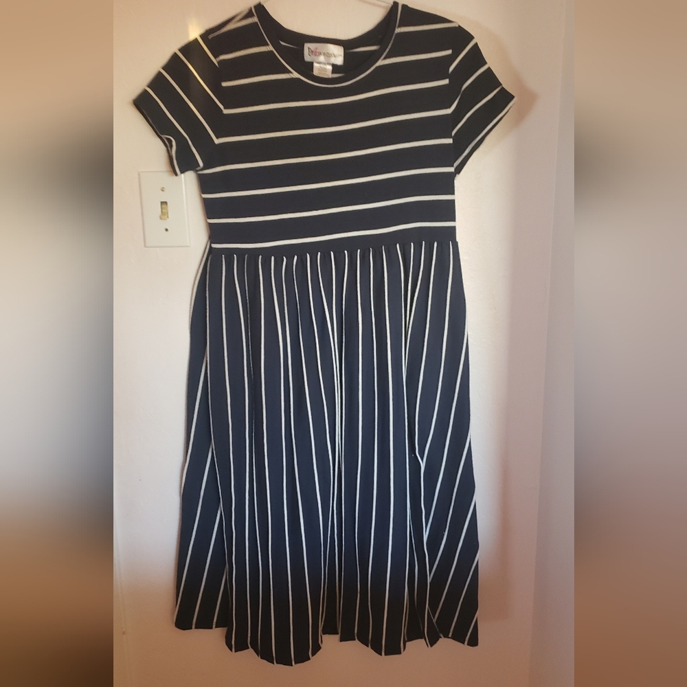 navy and white dress